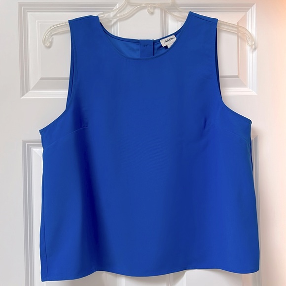 J. CREW Sleeveless NWT Button-back shell royal blue size L - Picture 2 of 6